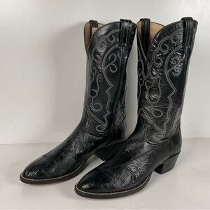 Vintage Hondo Eel Skin Cowboy Boots | Exotic | Black | Narrow | Men’s 11.5 B